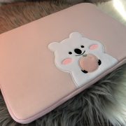 Túi chống sốc Laptop Macbook Hồng gấu trắng 3